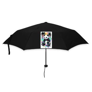 Panda - Regenschirm (klein) - Schwarz - Vorne