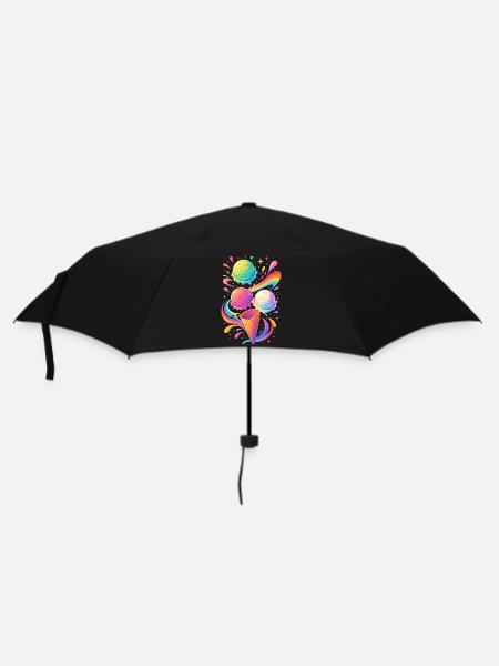Buntes Eiscreme Motiv mit Regenbogen - Regenschirm (klein) - Schwarz
