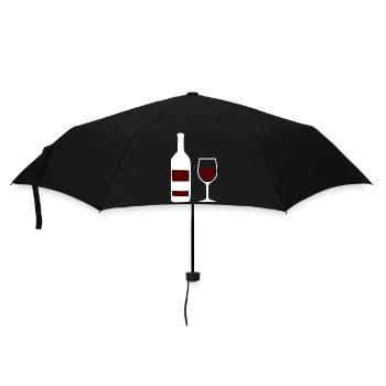 Weinflasche und Weinglas Wein Geschenk Genießer - Regenschirm (klein) - Schwarz - Vorne