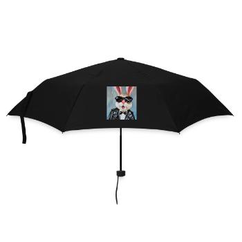 Stylischer Hase - Regenschirm (klein) - Schwarz - Vorne