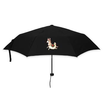 Springendes Comic Lama - Regenschirm (klein) - Schwarz - Vorne