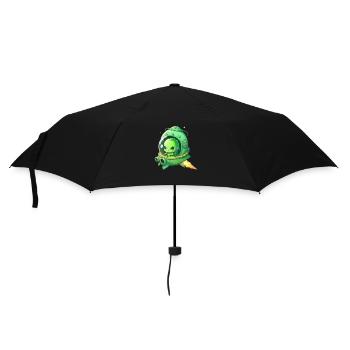 Cute alien in a green spaceship - Umbrella (small) - black - Front