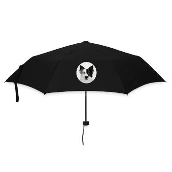 Border Collie schwarz-weiß im Kreis - Regenschirm (klein) - Schwarz - Vorne