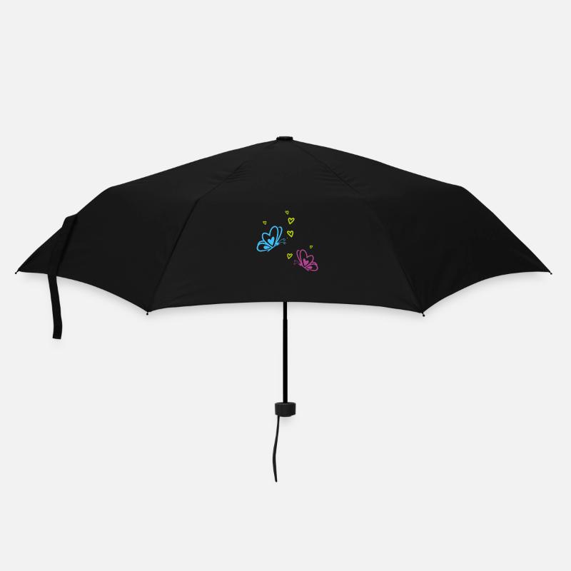 MU021 Sticker décor papillons et coeurs - Parapluie standard - noir