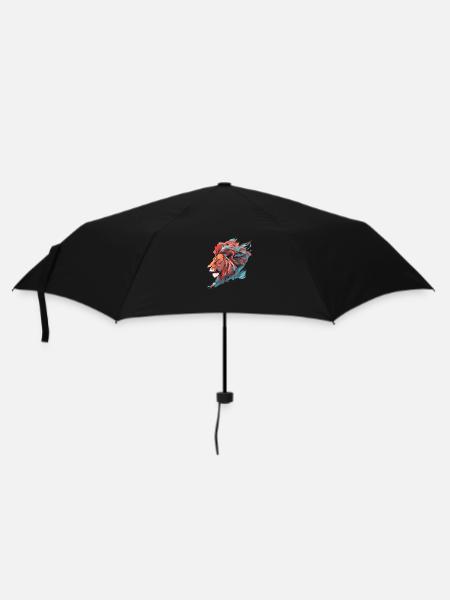 Lion Farouche clair et turquoise - Parapluie standard - noir