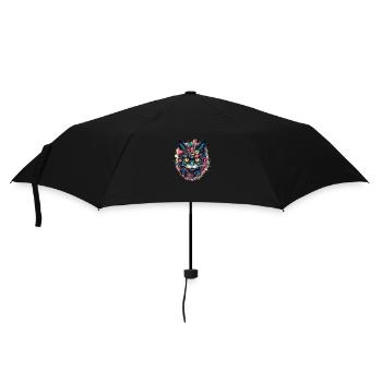 Cyperpunk Katze - Regenschirm (klein) - Schwarz - Vorne