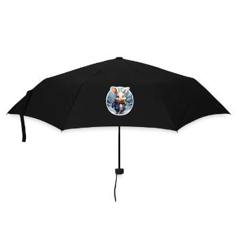 funny bunny in the snow child motif - Umbrella (small) - black - Front