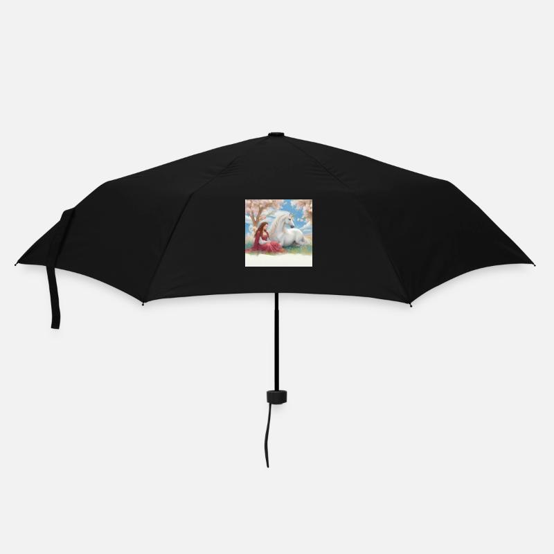 Die Dame und das Einhorn - Regenschirm (klein) - Schwarz