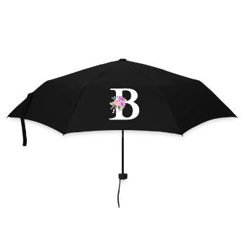 Lila Blumenbuchstabe b - Regenschirm (klein) - Schwarz - Vorne