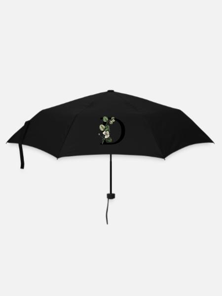 Grüner botanischer Buchstabe - Regenschirm (klein) - Schwarz