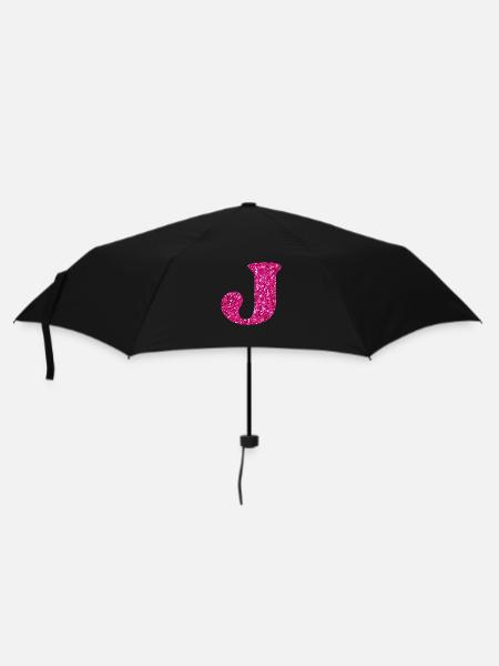 Buchstabe j Rosa Glitzer - Regenschirm (klein) - Schwarz