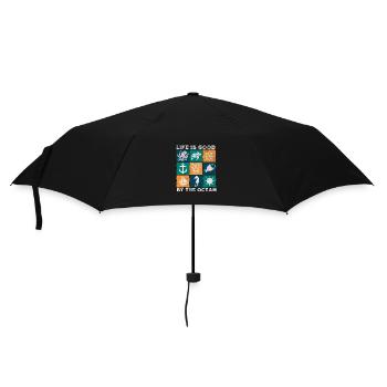 Das Leben am Meer ist gut - Regenschirm (klein) - Schwarz - Vorne