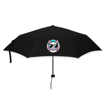 Cat with sunglasses in pastel - Umbrella (small) - black - Front