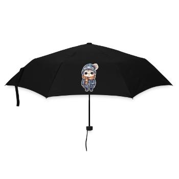 Chat avec chapeau, écharpe et veste - Parapluie standard - noir - Devant