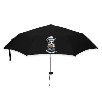 Sensenmann liest ein Buch mit Kaffee - Regenschirm (klein) - Schwarz - Vorne