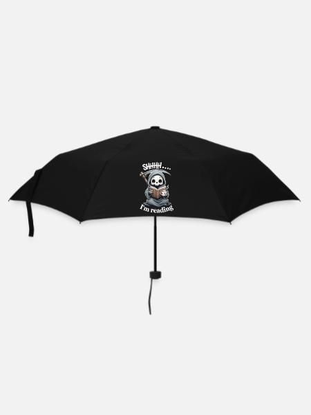 Sensenmann liest ein Buch mit Kaffee - Regenschirm (klein) - Schwarz