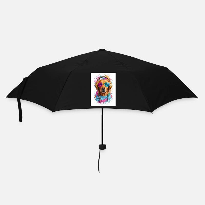 Chien coloré avec un casque - Parapluie standard - noir