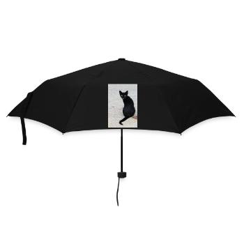 Katze schwarz - Regenschirm (klein) - Schwarz - Vorne