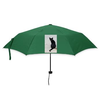 Katze schwarz - Regenschirm (klein) - Flaschengrün - Vorne