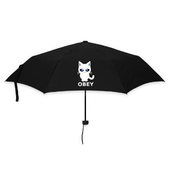 Katze Kätzchen gehorchen Spaß Obey Herrin - Regenschirm (klein) - Schwarz - Vorne