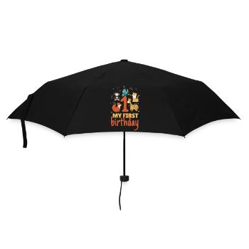 1. Geburtstag Tiere Geschenk Baby 1 Jahre Kinder - Regenschirm (klein) - Schwarz - Vorne