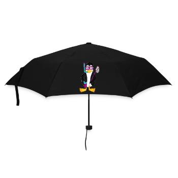 Pinguin Schnorchel Urlaub Ferien Badeurlaub - Regenschirm (klein) - Schwarz - Vorne