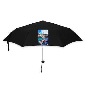 Vintage San Gimignano Siena Painting Cinque Terra - Parapluie standard - noir - Devant