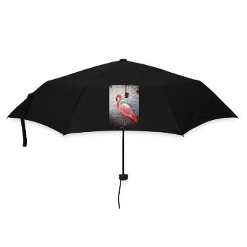 Vintage Flamingo Malerei, Birds Lover Geschenkideen - Regenschirm (klein) - Schwarz - Vorne