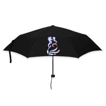 blue seahorses - mother + child - Umbrella (small) - black - Front