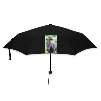 Pferd Pferdeposter - Regenschirm (klein) - Schwarz - Vorne