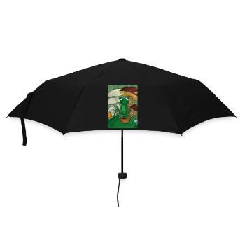 Frog picking mushrooms - Umbrella (small) - black - Front
