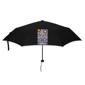 Eule mit Mond - Regenschirm (klein) - Schwarz - Vorne