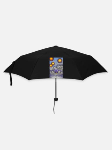Owl with moon - Umbrella (small) - black