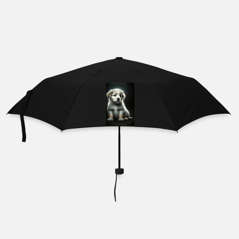 Weißer Welpe - Regenschirm (klein) - Schwarz
