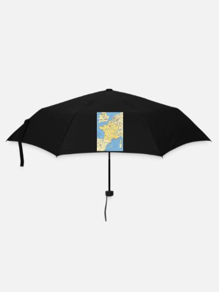 Frankreich Karte mit Städten Straßen Flüssen Seen - Regenschirm (klein) - Schwarz