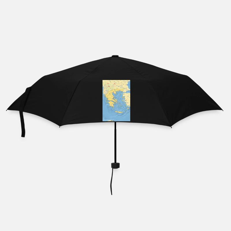 Greece map with cities, roads, rivers, lake - Umbrella (small) - black