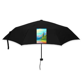 Landscape with lake, boat and mountains - Umbrella (small) - black - Front