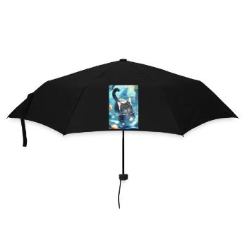 Katze Schwimmen Anime Manga - Regenschirm (klein) - Schwarz - Vorne