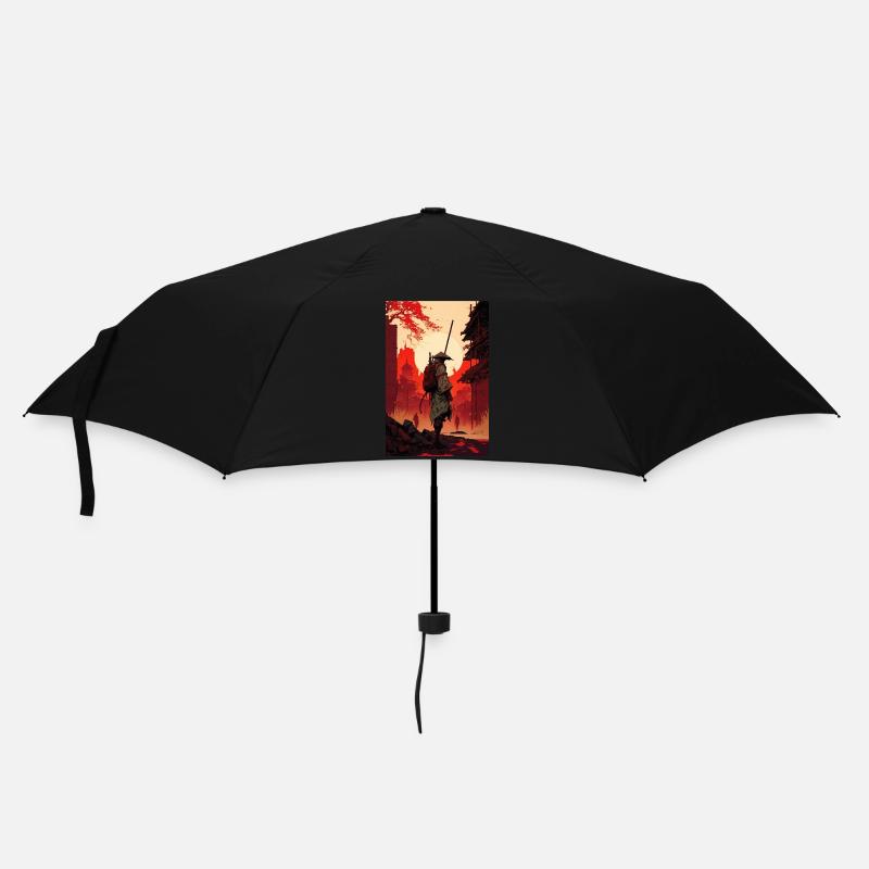 Samurai Japan Stadt Sonne Cool - Regenschirm (klein) - Schwarz