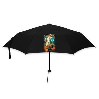 Boat Sailboat Ocean Art Sailing - Umbrella (small) - black - Front