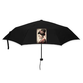 Geisha Portrait Japanese Kimono Traditionrlles - Umbrella (small) - black - Front