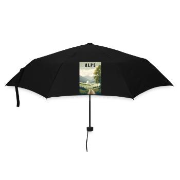 Alpen Natur minimalistisch Geschenk - Regenschirm (klein) - Schwarz - Vorne