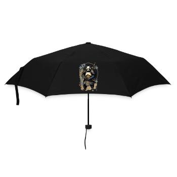 Panda in samurai armor in ukiyo-e style - Umbrella (small) - black - Front