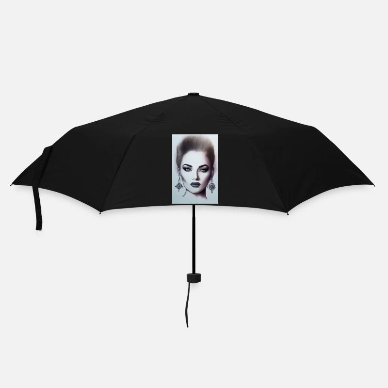 Frau mit Schmuck - Regenschirm (klein) - Schwarz