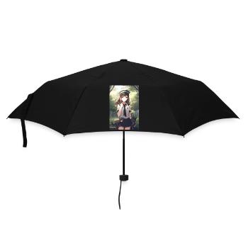 Anime Mädchen Katze Uniform Geschenk - Regenschirm (klein) - Schwarz - Vorne