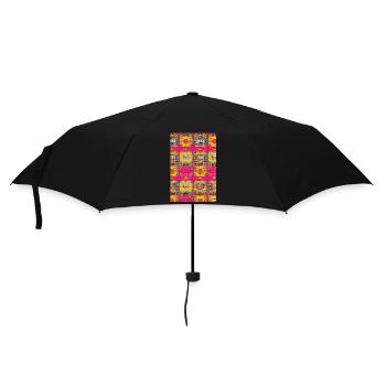 Retro Muster - Regenschirm (klein) - Schwarz - Vorne