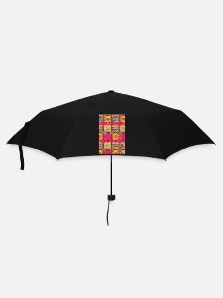 Retro Muster - Regenschirm (klein) - Schwarz