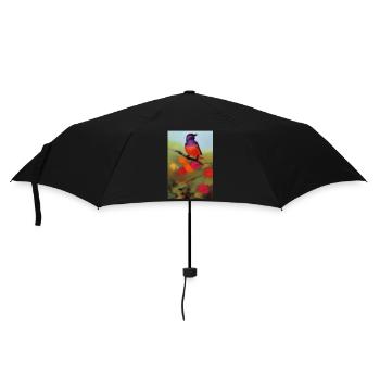 Oiseau sur branche avec des fleurs colorées - Parapluie standard - noir - Devant