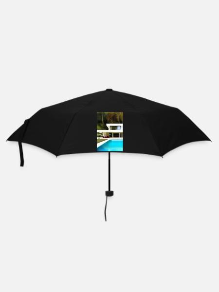 Weiße Villa mit Pool - Regenschirm (klein) - Schwarz