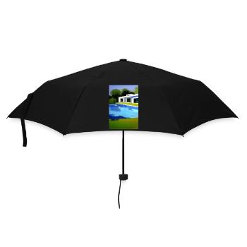 Villa blanche avec piscine - Parapluie standard - noir - Devant